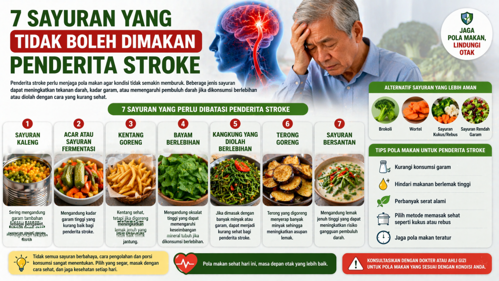 Pola Makan Penderita Stroke: 7 Sayuran yang Harus Diwaspadai