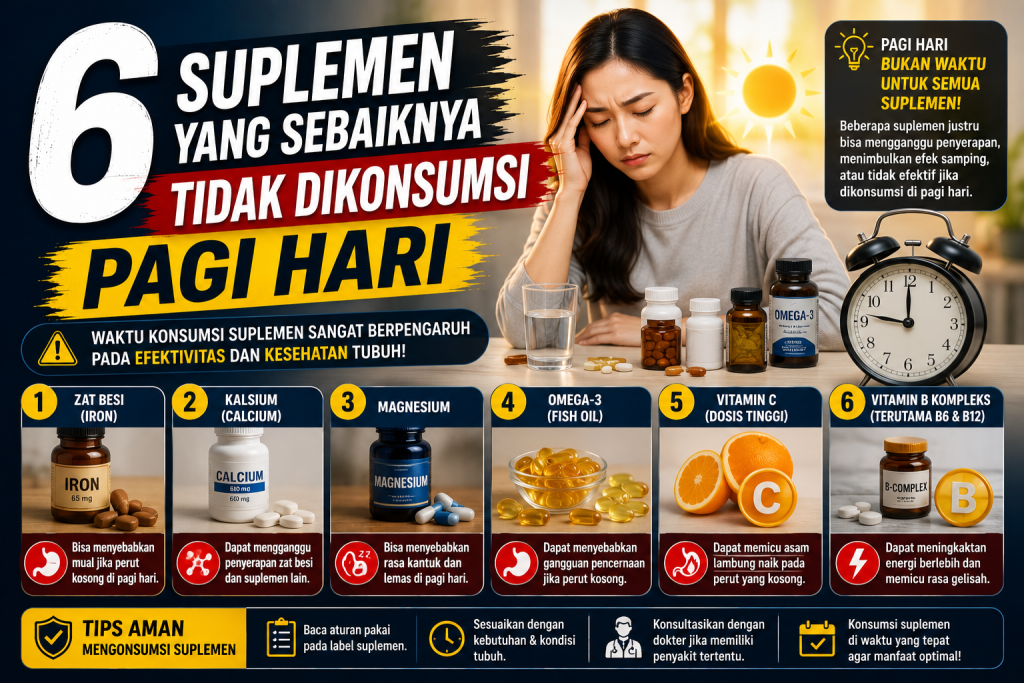 6 Suplemen yang Sebaiknya Tidak Dikonsumsi Pagi Hari