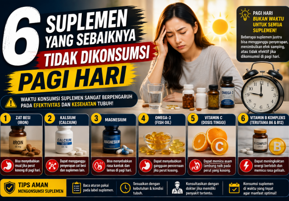 6 Suplemen yang Sebaiknya Tidak Dikonsumsi Pagi Hari
