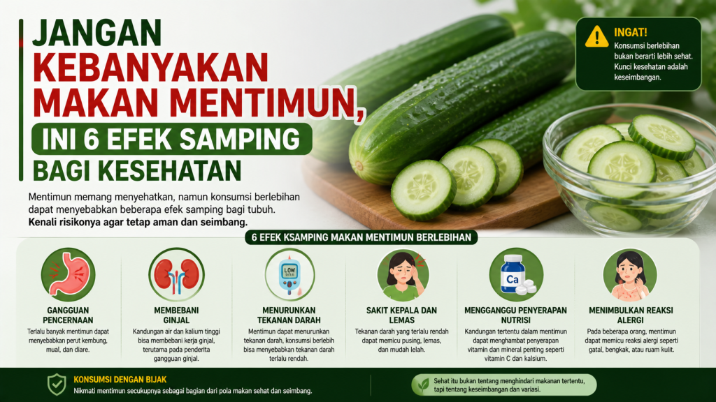 Jangan Kebanyakan Makan Mentimun, Ini 6 Efek Samping bagi Kesehatan