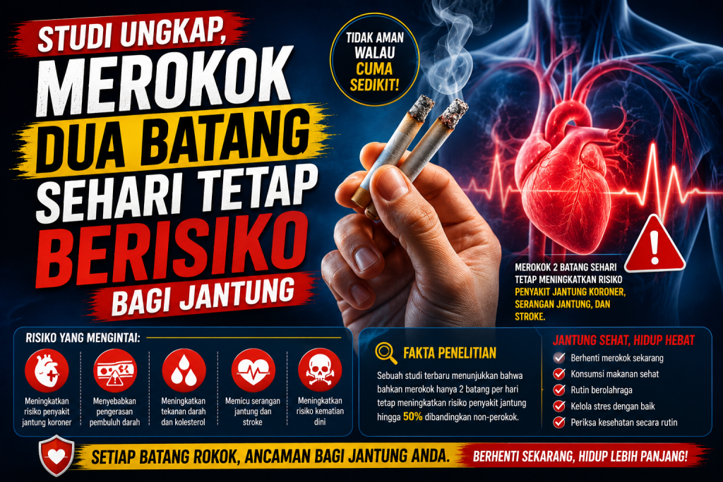 Studi: Merokok Dua Batang Sehari, Risiko Jantung Tetap Tinggi