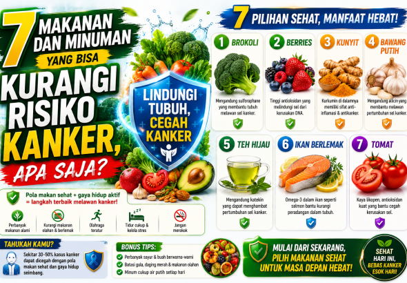 7 Asupan Sehat yang Dipercaya Membantu Menurunkan Risiko Kanker