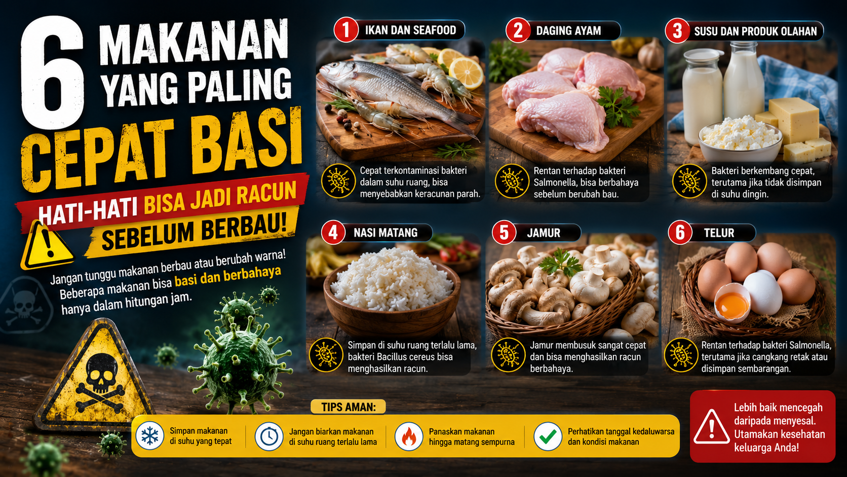 Hati-Hati di Dapur! 6 Makanan yang Cepat Rusak Tanpa Tanda Jelas