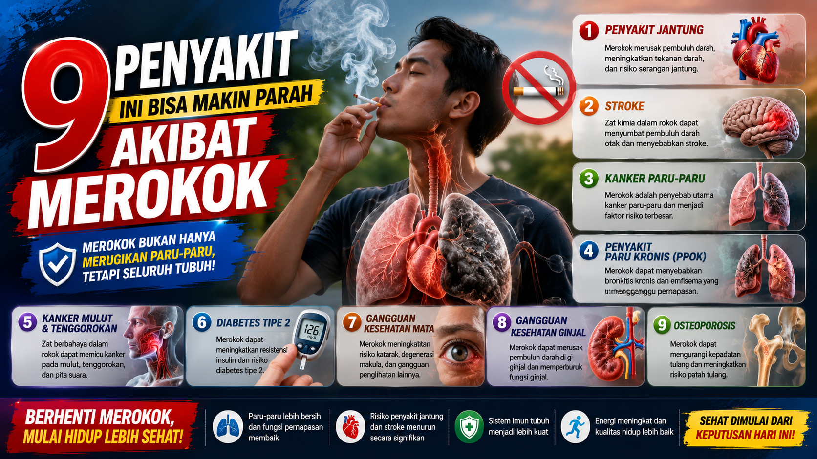 Merokok Dapat Memperparah Berbagai Penyakit, Ini Daftarnya