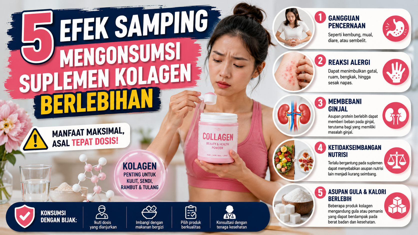 Benarkah Kolagen Aman? Kenali 5 Efek Sampingnya Jika Dikonsumsi Berlebihan