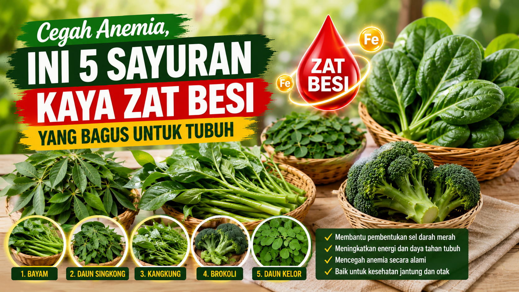 5 Sayuran Terbaik untuk Meningkatkan Asupan Zat Besi Tubuh