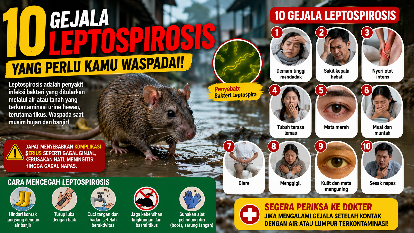 Waspada Penyakit Leptospirosis Saat Musim Hujan, Ini Gejala yang Harus Diketahui