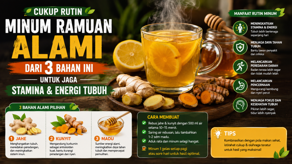 Ramuan Alami 3 Bahan untuk Menjaga Stamina dan Energi Tubuh
