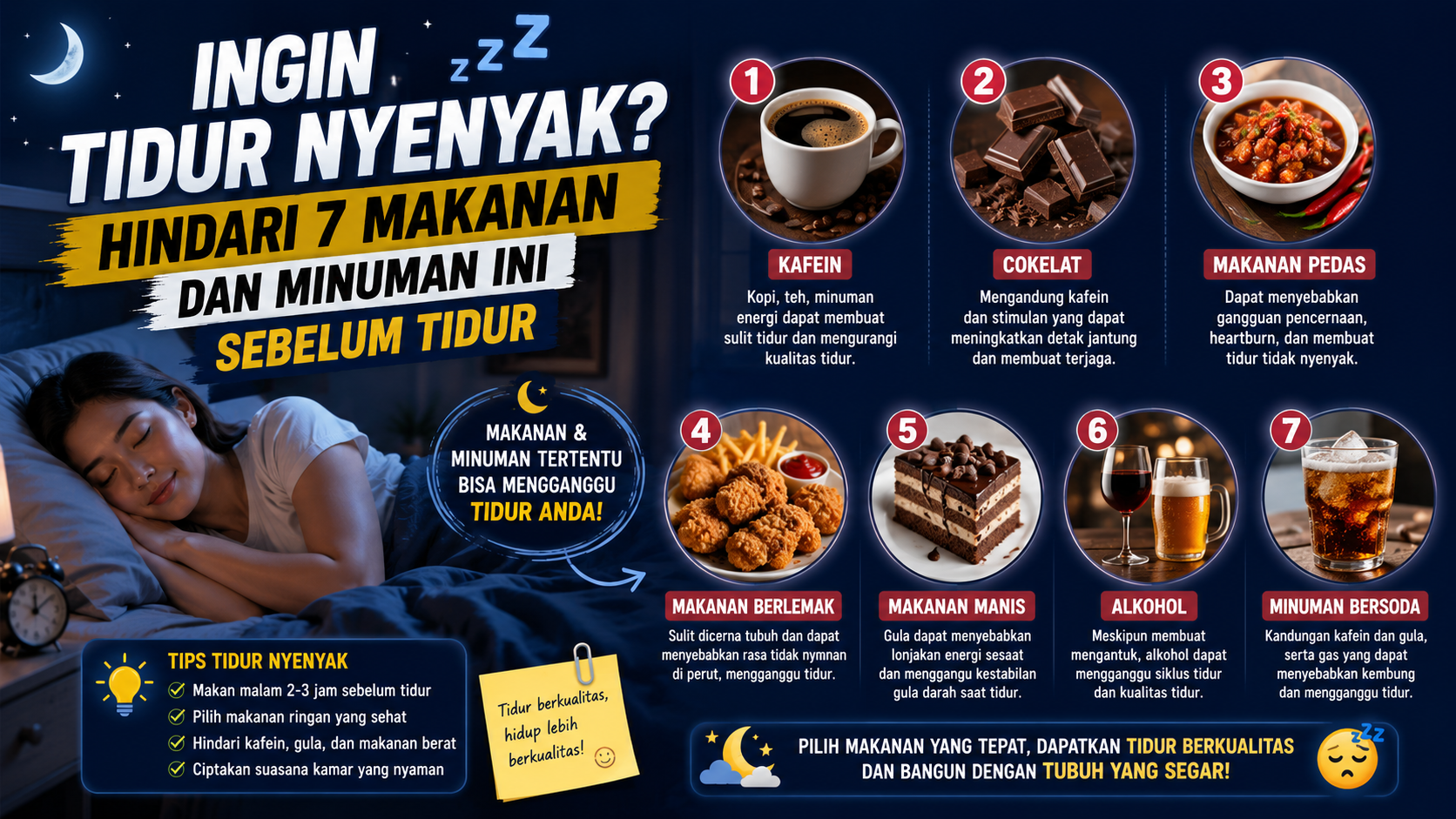 makanan yang harus dihindari sebelum tidur
