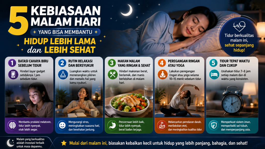 5 Kebiasaan Sebelum Tidur yang Baik untuk Kesehatan dan Umur Panjang