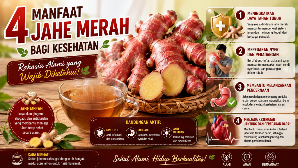 Jahe Merah Punya 4 Manfaat untuk Kesehatan, Begini Cara Konsumsinya