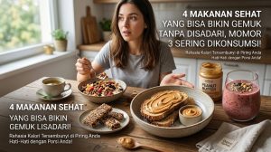 makanan tinggi kalori, penyebab berat badan naik, makanan sehat untuk diet, porsi makan sehat, cara menjaga berat badan.